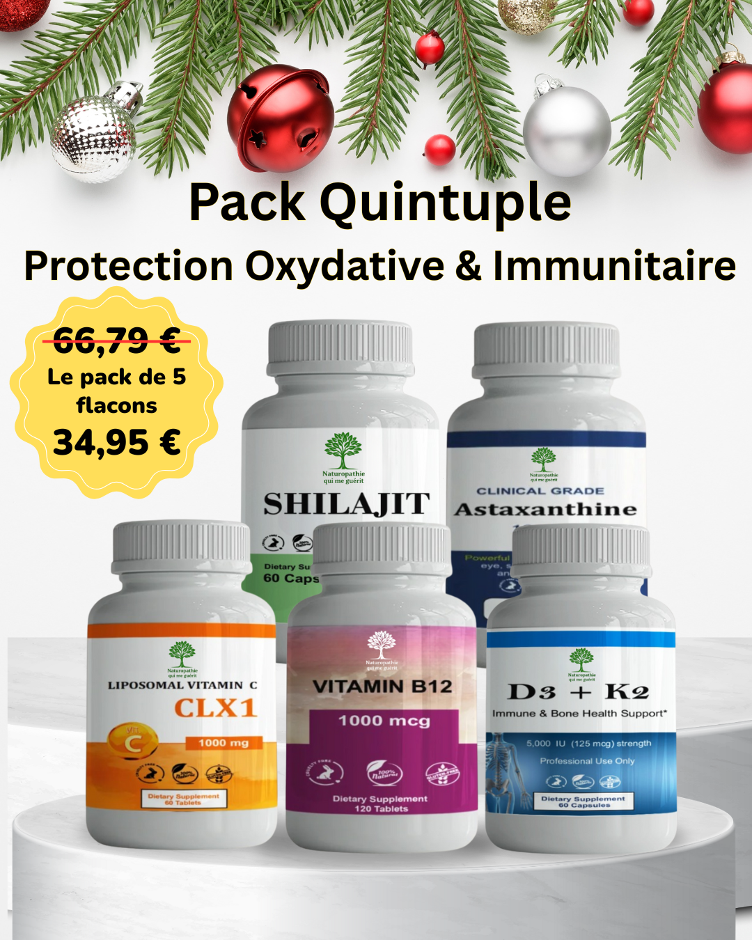 Shilajit +Astaxanthine + Vitamine C Liposomale CLX1 +Vitamine B12 +Vitamines D3 + K2