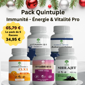 Vitamine B1 + Astaxanthine + Vitamine C Liposomale CLX1 + Vitamine B12 + Shilajit