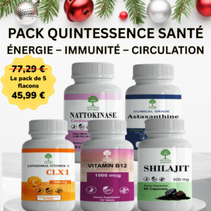 Nattokinase 100 mg + Astaxanthine + Vitamine C Liposomale CLX1+Vitamine B12+ Shilajit