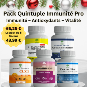 L-Glutathion 500 mg + Astaxanthine + Vitamine C Liposomale CLX1 +Vitamine B12 +Vitamine d3+k2