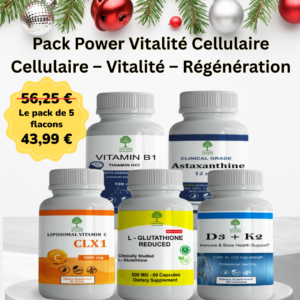 Vitamine B1 + Astaxanthine + Vitamine C Liposomale CLX1 +  L-Glutathion 500 mg +Vitamine d3+k2