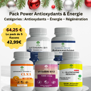 Vitamine B1 + Astaxanthine + Vitamine C Liposomale CLX1 + Vitamine B12 + L-Glutathion 500 mg